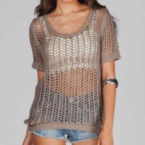 Roxy Crochet Open Knit Top Cover Up White